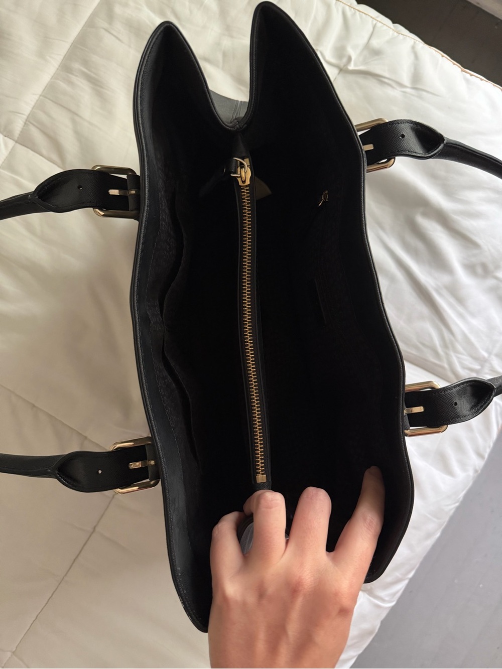 kate spade Black Leather Tote with Gold Hardware - Picture 5 of 6